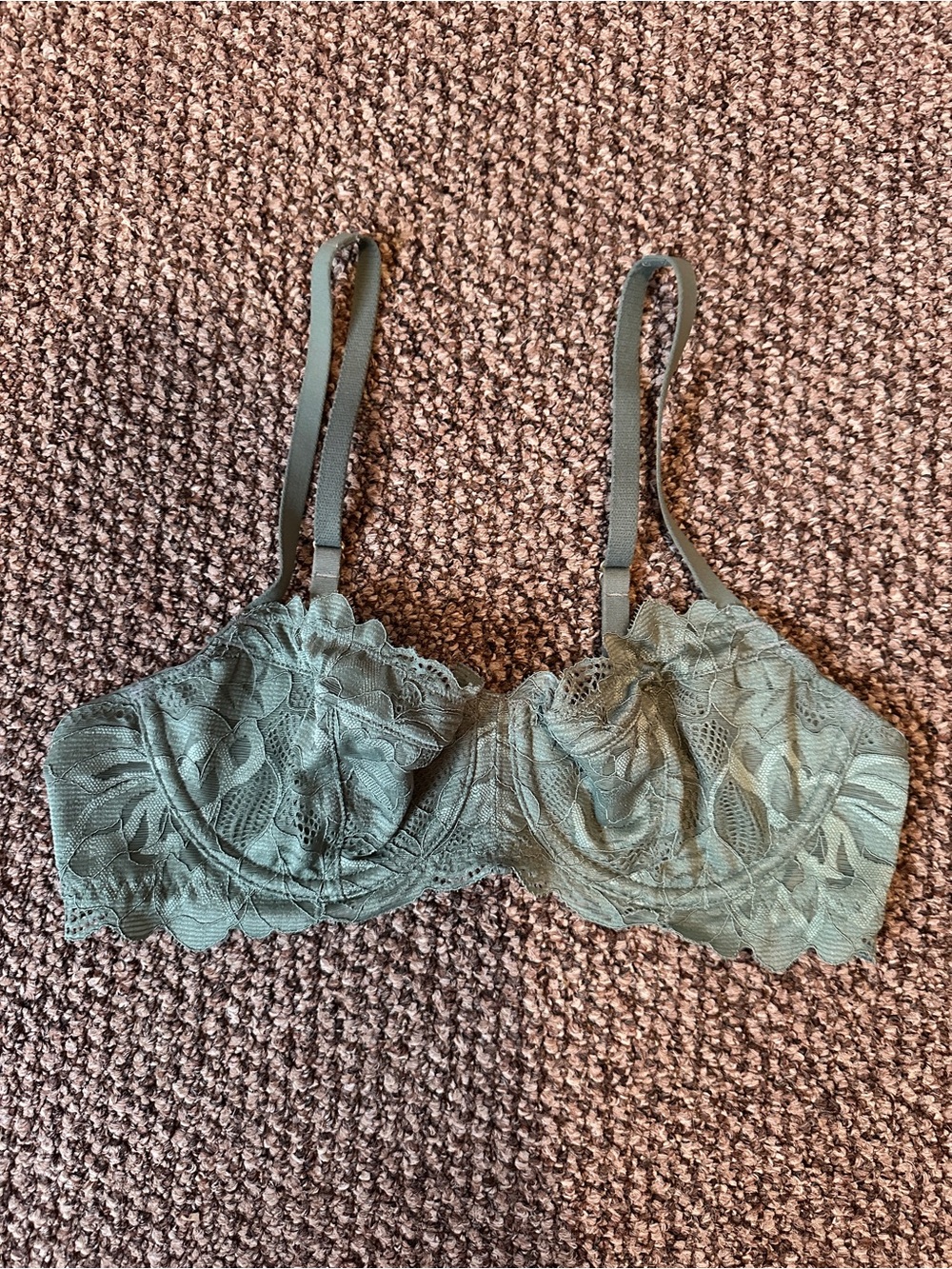 Soma Green Bold Floral Lace Balconette Bra